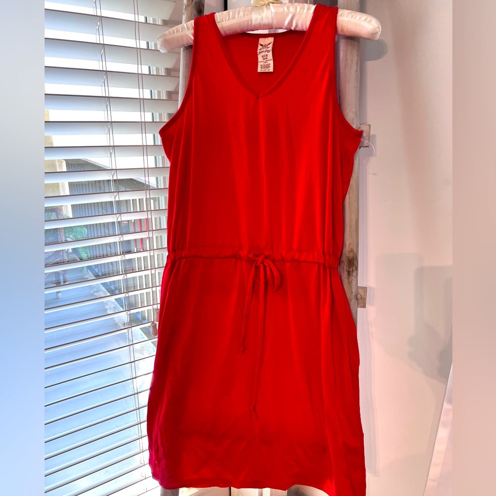Women’s Red Drawstring Tank Dress